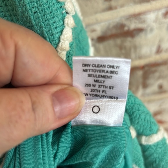 Molly of New York Teal Crochet Diamond Pattern sleeveless A-line Dress - Picture 7 of 10